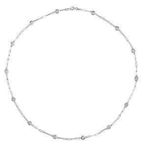 3.00 Carat Diamond by the Yard Paper Clip Necklace 14K White Gold 18''